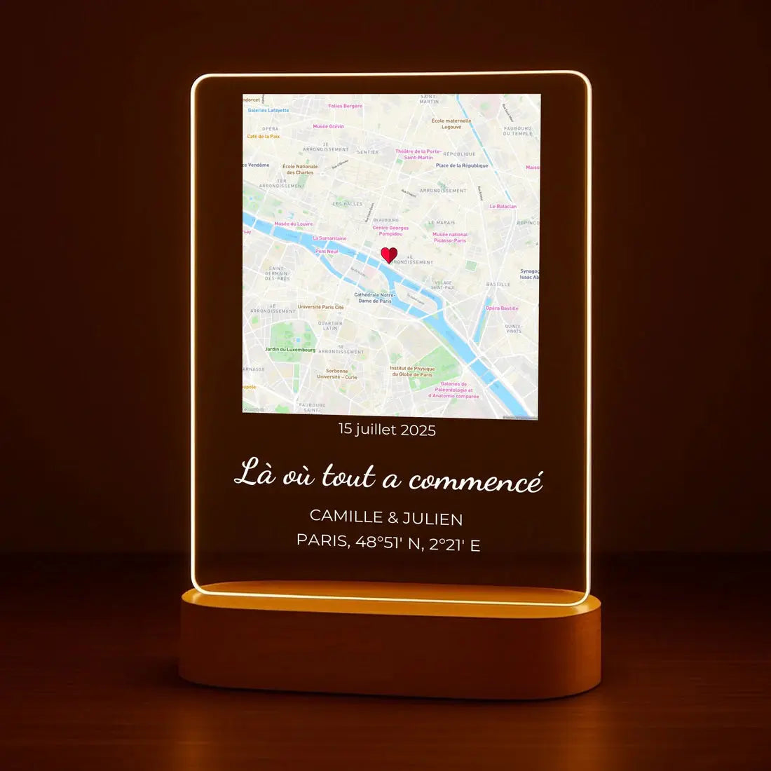 "Votre Moment" – Veilleuse personnalisée (pied en bois inclus)" Lovewalls
