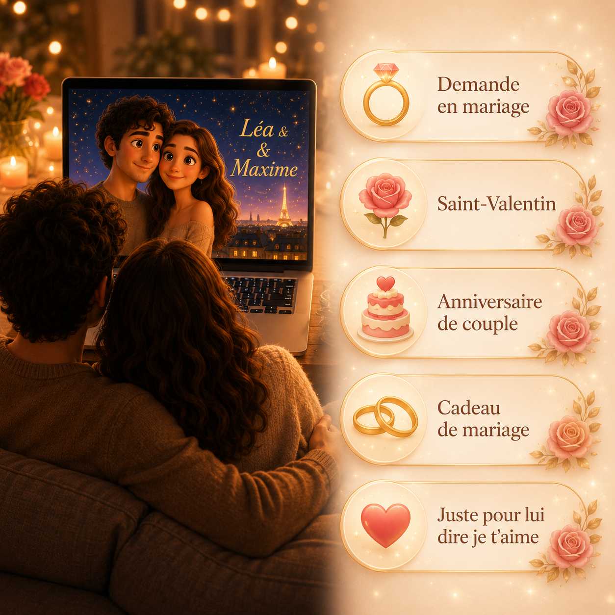 Votre Histoire en Film Animé Personnalisé 🎬 | Cadeau Couple Original Lovewalls